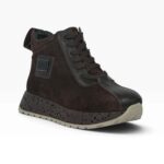Дамски боти от естествен велур в кафяв цвят | orso-store.com