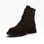 Дамски боти от естествен велур в кафяв цвят | orso-store.com