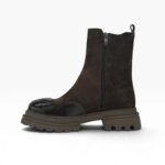Дамски боти от естествен велур в кафяв цвят | orso-store.com
